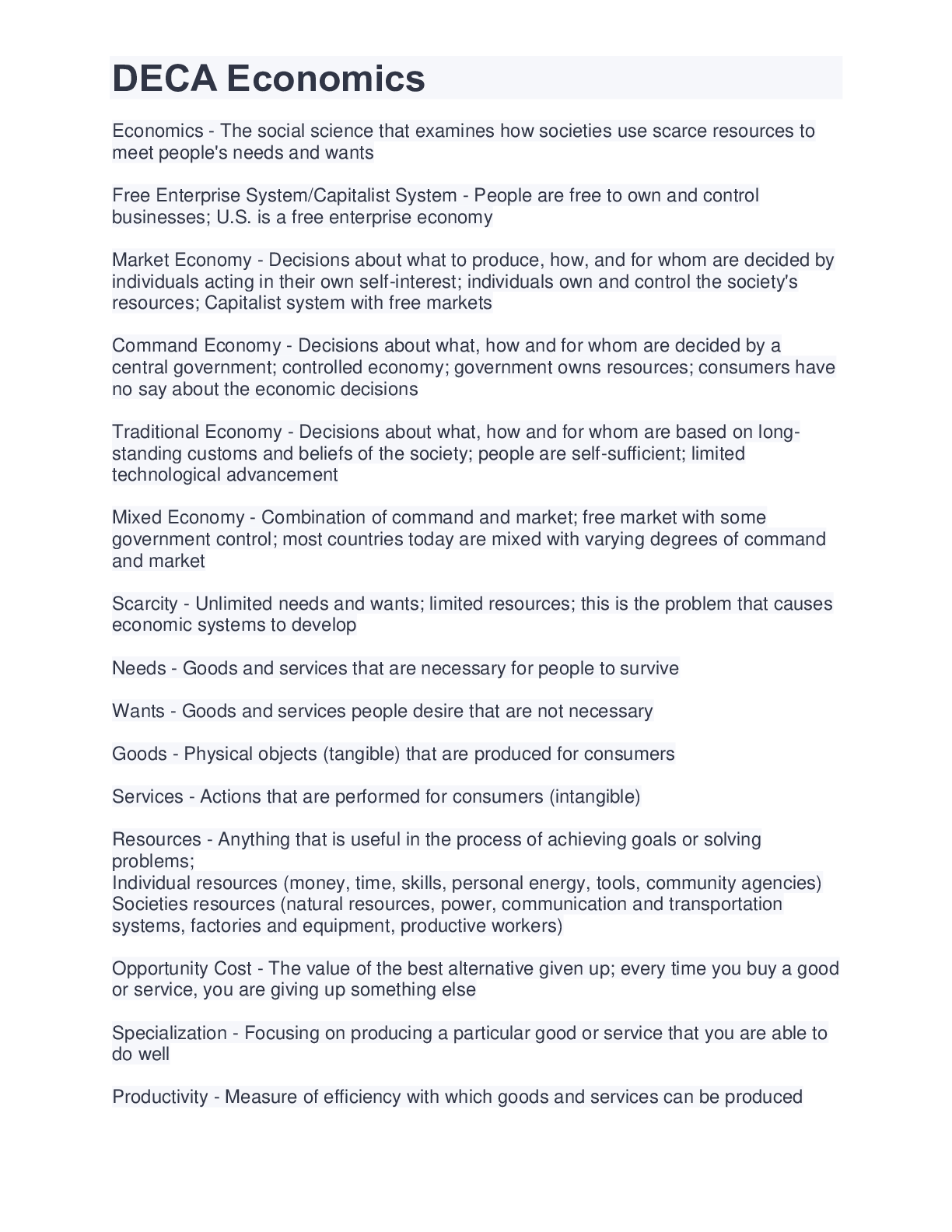 Preview image for DECA Economics